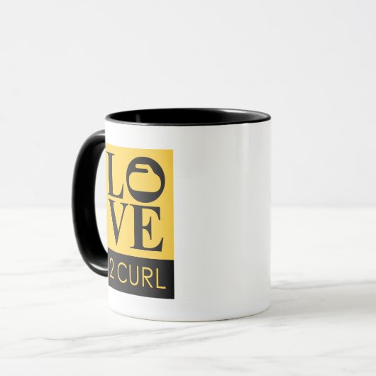 LIEBE 2 CURL Kaffee Tasse - Gelb/Kohle (Vorderseite Links)