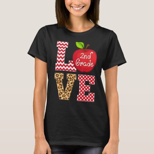 Liebe 2. Klasse Apple T-Shirts Geschenklehrer Leop (Vorderseite)