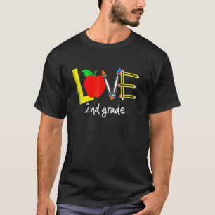 Liebe 2. Klasse Apple zurück zum Schullehrer T-Shirt