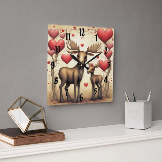 LIEBE 2 QUADRATISCHE WANDUHR (Büro)