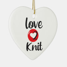 Liebe 2 Strick Keramik Ornament