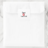 LIEBE 2 STRICK QUADRATISCHER AUFKLEBER (Tasche)