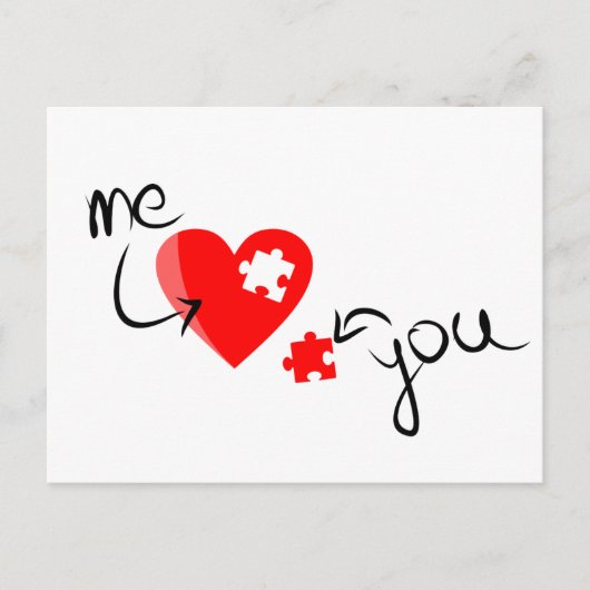 Liebe-349631 RED PUZZLE HERZ ICH SIE VERMISST SIND Postkarte (Vorderseite)