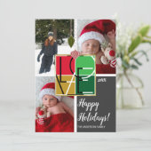 Liebe 3 Fotos Weihnachten Foto Einladung (Stehend Vorderseite)