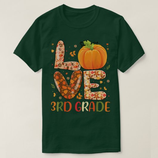 Liebe 3. Klasse glücklich Herbst Herbstunterricht T-Shirt (Design vorne)