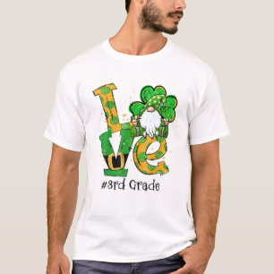 LIEBE 3Rd Grade Gnome Lucky Kleeblatt St Patrick's T-Shirt