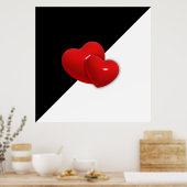 Liebe-489522 Schwarz-weiße Dreiecksherzen Rückgrat Poster (Küche)