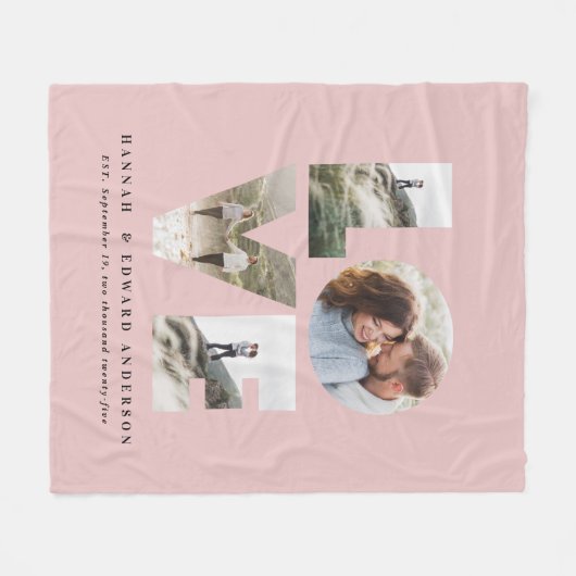 Liebe 4 Foto mädchenhaft rosa Modernes personalisi Fleecedecke (Vorderseite (Horizontal))