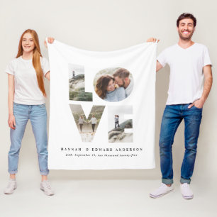 Liebe 4 Foto Modernes personalisiertes Geschenk Fleecedecke