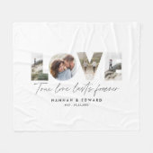 Liebe 4 Foto Modernes, personalisiertes Geschenk Fleecedecke (Vorderseite (Horizontal))