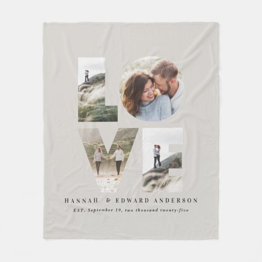 Liebe 4 Foto Modernes personalisiertes Geschenk Fleecedecke (Vorderseite)