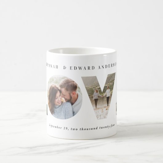 Liebe 4 Foto Modernes personalisiertes Geschenk Kaffeetasse (Mittel)