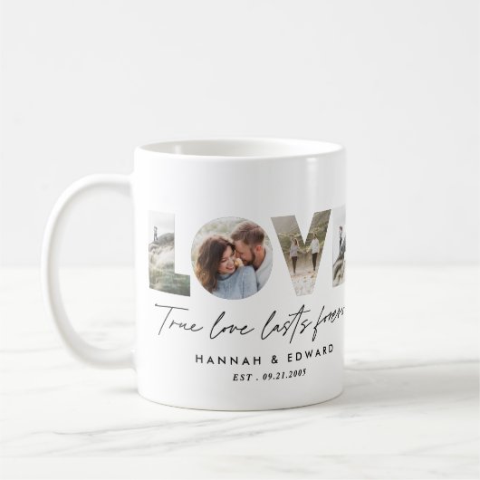 Liebe 4 Foto Modernes, personalisiertes Geschenk Kaffeetasse (Links)