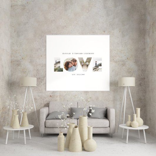 Liebe 4 Foto Modernes personalisiertes Geschenk Poster
