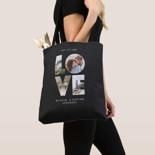 Liebe 4 Foto Modernes personalisiertes Geschenk Tasche (Von Nahem)