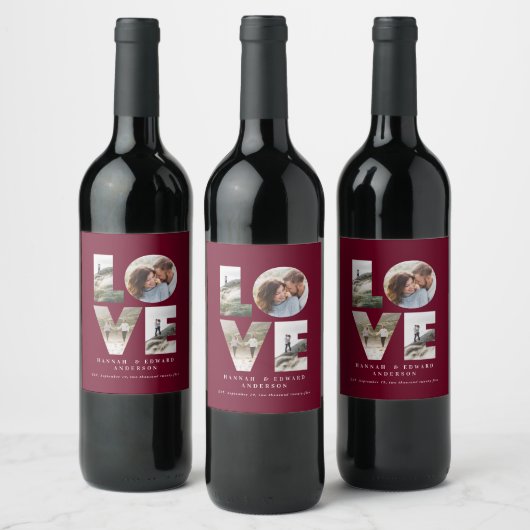 Liebe 4 Foto personalisierte Bordeaux Weinetikett (Flaschen)
