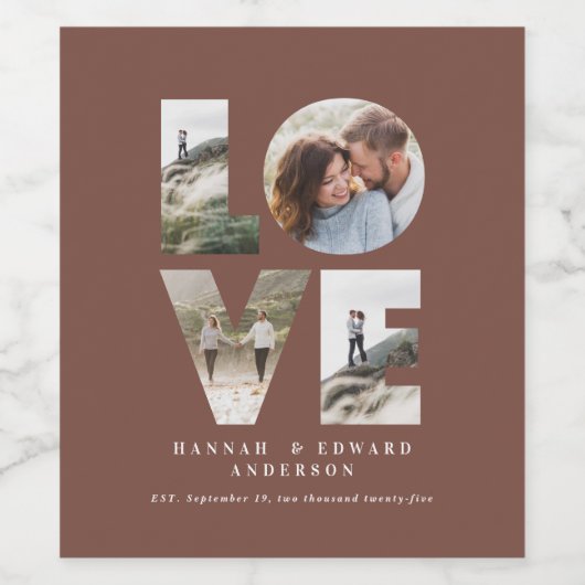 LIEBE 4 FOTO PERSONALISIERTE WEINETIKETT (Einzelnes Label)