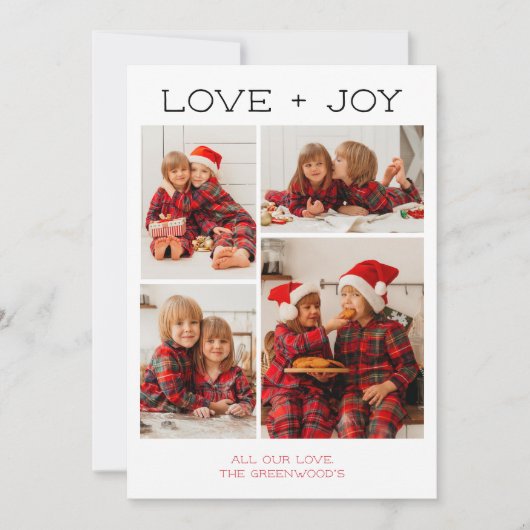 Liebe + 4 Foto Weihnachtskarte Feiertagskarte (Vorderseite)