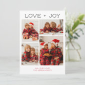 Liebe + 4 Foto Weihnachtskarte Feiertagskarte (Stehend Vorderseite)