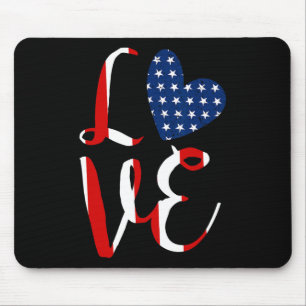 Liebe 4. Juli Unabhängigkeitstag Rot Weiß und Bl Mousepad
