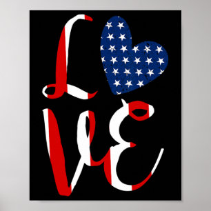 Liebe 4. Juli Unabhängigkeitstag Rot Weiß und Bl Poster