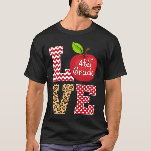 Liebe 4. Klasse Apple T-Shirts Lehrer Leopard (Vorderseite)