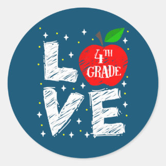 Liebe 4. Klasse Apple zurück zum Schullehrer Runder Aufkleber