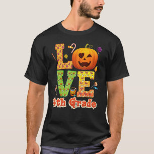 Liebe 4. Klasse Lehrer Kürbis Halloween Süßigkeite T-Shirt
