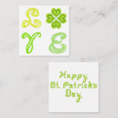 LIEBE 4 Leaf Diamonds Happy St Patricks Day Stoff Mitteilungskarte (Vorne/Hinten)