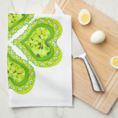 LIEBE 4 Leaf Herz Diamonds St Patricks Day Fabric Geschirrtuch (Viertel Falte)