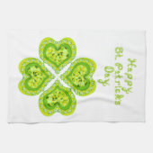 LIEBE 4 Leaf Herz Diamonds St Patricks Day Fabric Geschirrtuch (Horizontal)