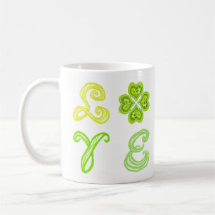 LIEBE 4 Leaf Herz Diamonds St Patricks Day Fabric Kaffeetasse