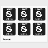 Liebe 8 Bits Quadratischer Aufkleber (Blatt)