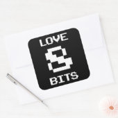 Liebe 8 Bits Quadratischer Aufkleber (Umschlag)
