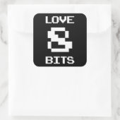 Liebe 8 Bits Quadratischer Aufkleber (Tasche)