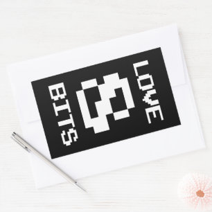 Liebe 8 Bits Rechteckiger Aufkleber