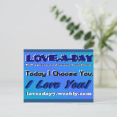 Liebe A Day Postcard Blue Postkarte (Stehend Vorderseite)