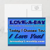 Liebe A Day Postcard Blue Postkarte (Vorne/Hinten)