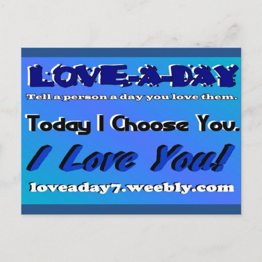 Liebe A Day Postcard Blue Postkarte (Vorderseite)