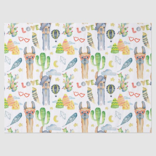 Liebe A Llama Tissue Paper Seidenpapier (Vorderseite)