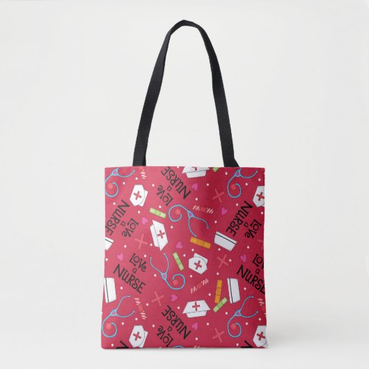 Liebe a Nurse Art Red with Nurse Motifs Tasche (Vorderseite)