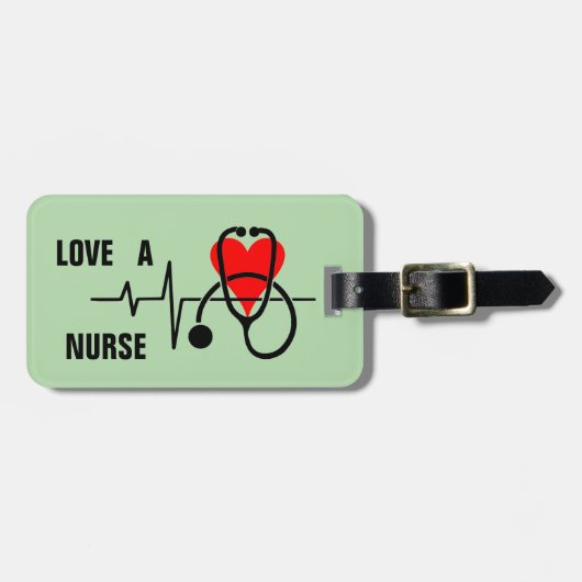 Liebe a Nurse Heart Stethoscope Design Gepäckanhänger (Vorderseite horizontal)