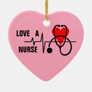 Liebe a Nurse Heart Stethoscope Design Keramik Ornament