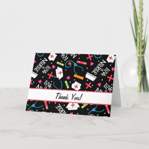 Liebe a Nurse Vielen Dank an Medizin Black Dankeskarte