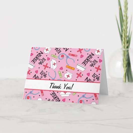 Liebe a Nurse Vielen Dank, Medical Art Pink Dankeskarte (Vorderseite)
