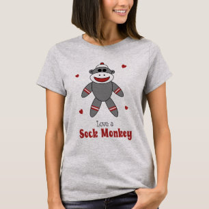 Liebe A Sock Monkey Quirky Retro Spielzeug T-Shirt