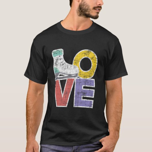 Liebe Abbildung Ice Skaten Skate Tanztanzer T-Shirt (Vorderseite)