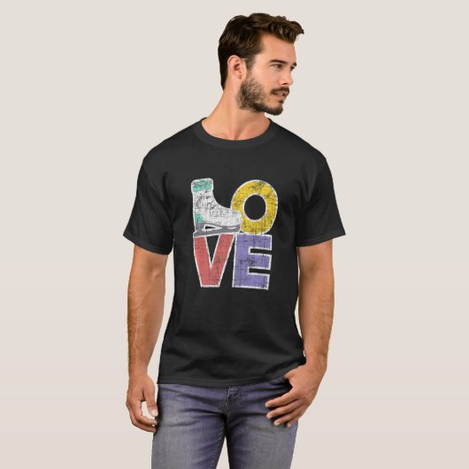 Liebe Abbildung Ice Skaten Skate Tanztanzer T-Shirt (Vorne ganz)