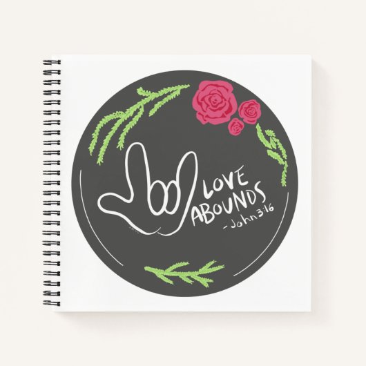 Liebe Abounds Floral ASL Notebook Notizblock (Vorderseite)