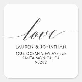 Liebe-Adressenaufkleber, Hochzeitsticker, Hochzeit Quadratischer Aufkleber